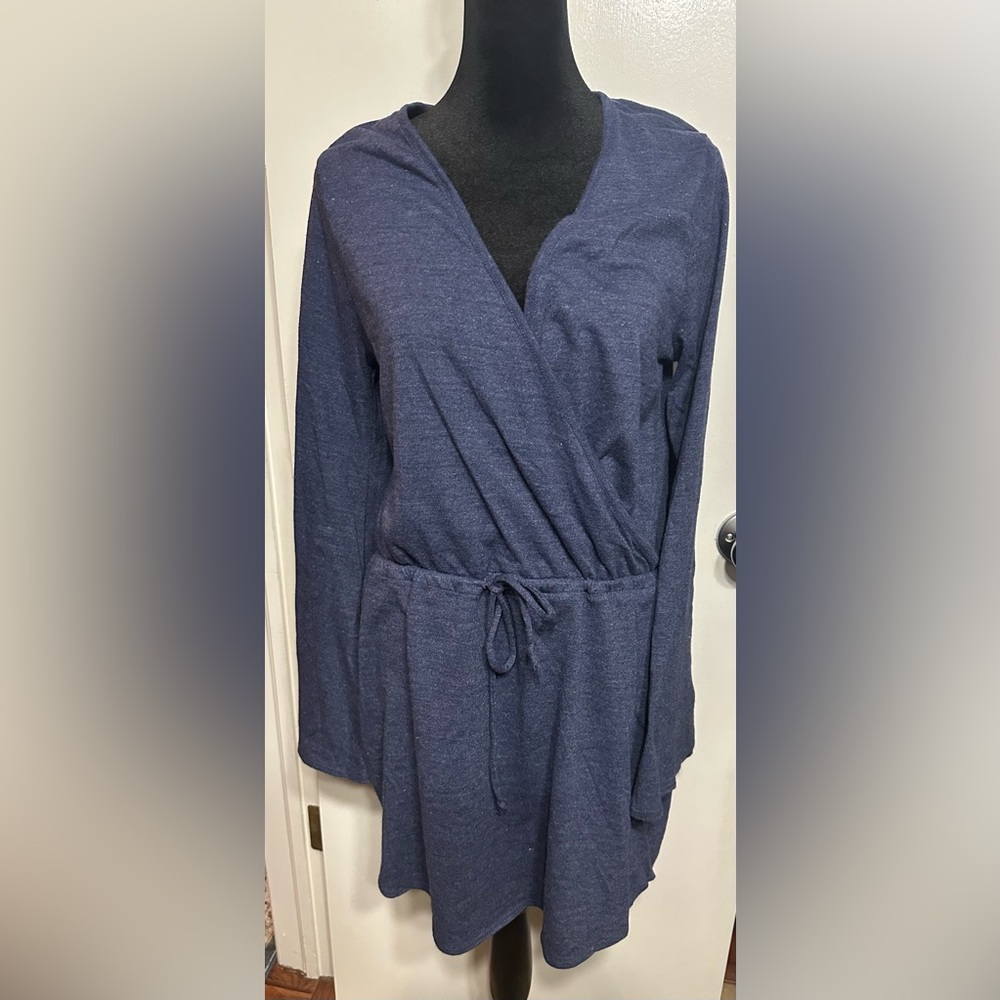 CHASER Blue Wrap Dress with Tie Elastic Waist